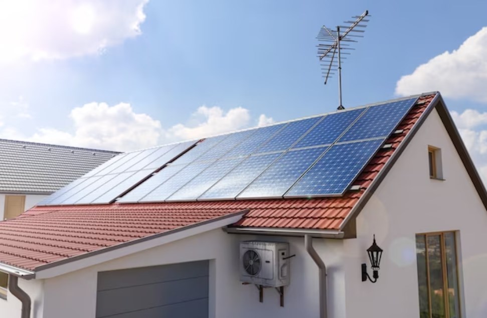 solar panels on the house roof