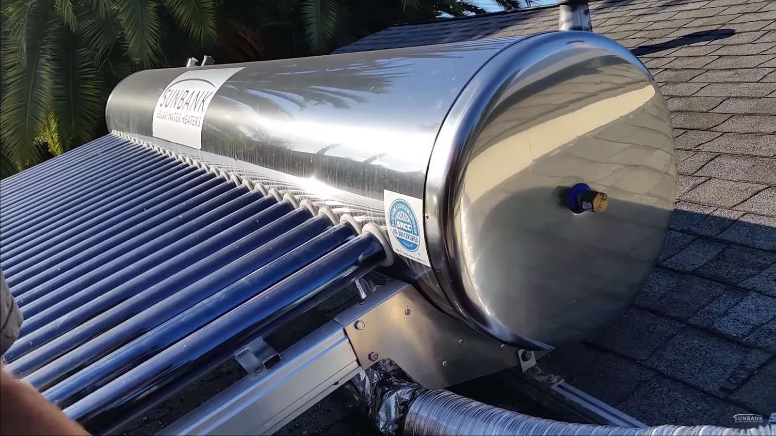Close up of solar water heating system