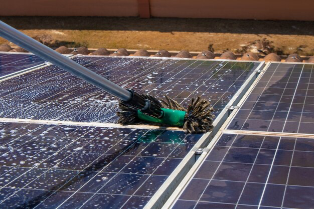 Solar panel that can be washed with a mop