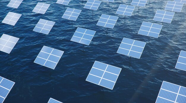 Solar panels are in water