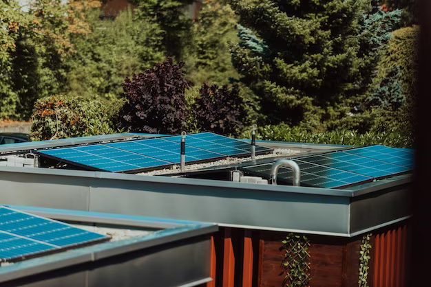 Solar panels installed on the roof of a house