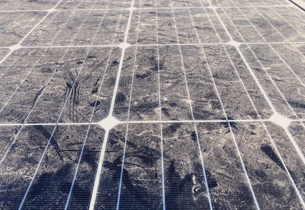 Solar panels covered in dust