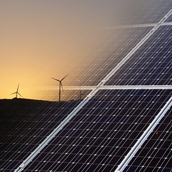 solar panels and wind power plants